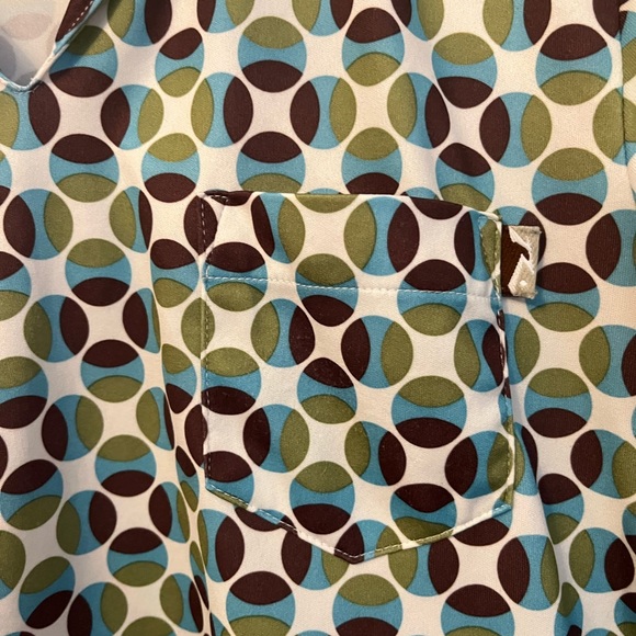 Vintage 70s collared long sleeve top - retro print - Picture 10 of 11